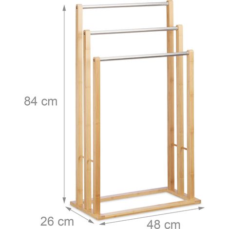 Toallero de pie de 3 brazos para baño de bambú 130002272 (1/3)