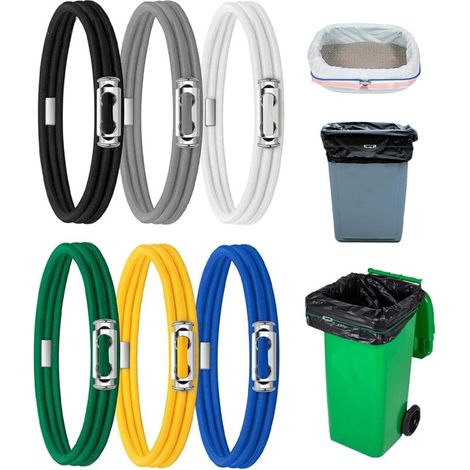 6 Pcs Ceinture de Sac à Ordures de Cuisine,Elastique Caoutchouc,Bandes de sac Poubelle de Ccuisine Pour des Poubelles de 13 à 30 Gallons,Peut Maintenir les Sacs Poubelles en Place