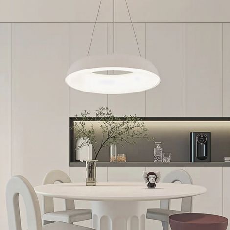 Lustre LED Suspendu avec Telecommande 73W Lumiere Gradable Blanc (1/4)