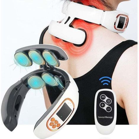 Masseur Cervical Shiatsu Intelligent avec Chaleur, Massage de Cou Électrique avec 4 Modes de d'Impulsion 15 Niveaux d'Intensité, Massage par Pétrissage Profond sans Fil pour Maison