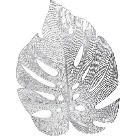 Sets de table nordiques ajourés en forme de feuilles, sets de table en PVC antidérapants et résistants à la chaleur, lavables, 33 x 42,5 cm pour table à manger (1/5)