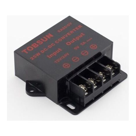 Convertisseurs Transformateur d'alimentation DC DC Abaisseur de tension 12V24V vers 5V 5A 25W DC Buck Converter Réglable pour écrans LED, Automobile, Electricité ect. (1/5)