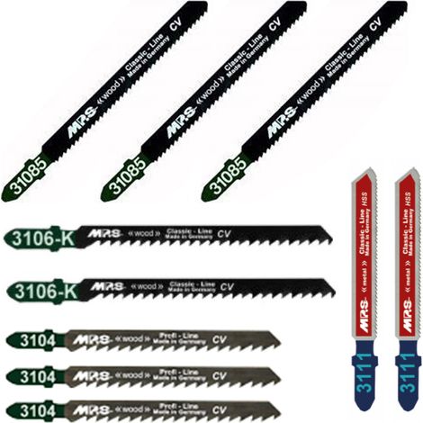 Assortiment de 10 lames de scie - 3104/3-31085/3-3106k/2-3111/2 mm (1/2)