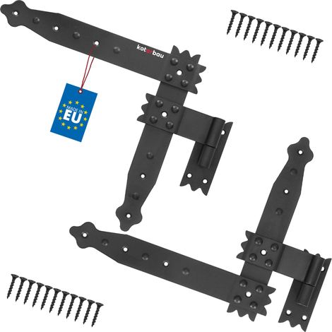 KOTARBAU® Cerniera angolare 250 x 230 mm con morsetti nastro angolare nastro per porte nastro per cancelli rivestimento a polvere nero, nastro per finestre angolare hardware di costruzione (1/5)
