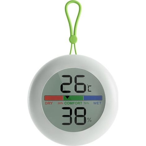 Thermohygromètre-Thermomètre et hygromètre à écran couleur Thermomètre intérieur rond hygromètre Mini thermomètre électronique sec et humide 66 × 19 mm
