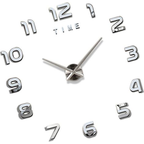 Horloge murale 3D à grands chiffres, silencieuse, simple et élégante, pour salon.