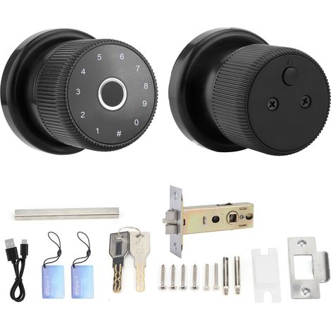 Serrure connectée intelligente Tuya biométrique avec empreinte, code, carte et appli Bluetooth, design ergonomique en alliage de zinc (1/5)