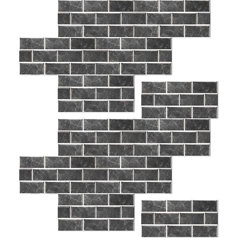 papier peint rétro en imperméable pour mur de fond à décoller et à coller x 12 pièces 15 cm 30 cm Pvc Noir (1/5)