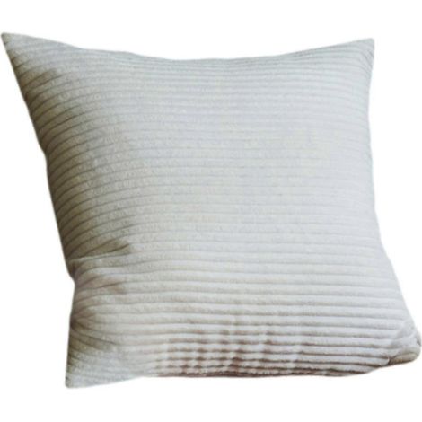 Housse de coussin carrée en velours côtelé, style campagnard, idéale pour canapé, chambre ou cadeau de pendaison de crémaillère.-White