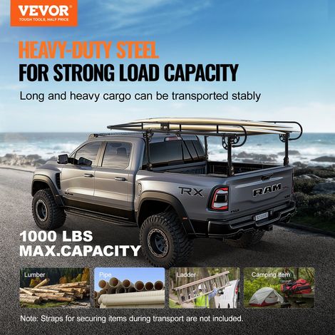 Porte-Échelles pour Pickup Charge 454 kg, Support pour Camions avec Largeur Réglable 110-160 cm, Installation Facile, Galerie pour… (1/5)
