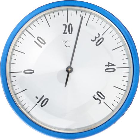 Thermomètre analogique en acier inoxydable pour piscines et bassins, avec cordon de fixation - Bleu (1/4)