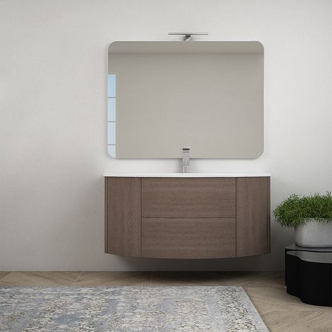 Mobile per bagno Nairobi 120 cm sospeso Rovere scuro con colonna da 170 cm (1/5)