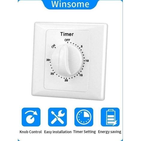 Interrupteur minuterie électronique 220V – Compte à rebours 30min – Installation ouverte – Commande simple – Protection ignifuge - Switch-30min
