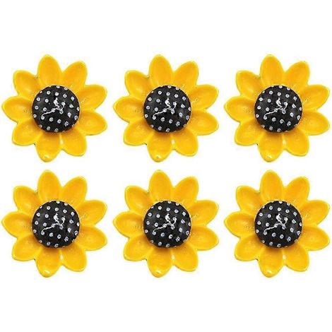 Aimants de réfrigérateur créatifs, autocollants en forme de tournesol, en résine, lot de 10, jaunes, pour la cuisine ou le bureau (1/5)