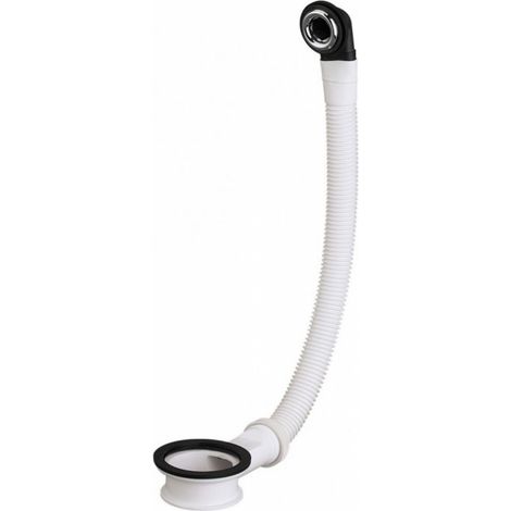Valentin – Vidage complet lavabo – Trop plein pour vasque en matériau synthétique – Flexible annelé 330 mm – Enjoliveur chromé ø24