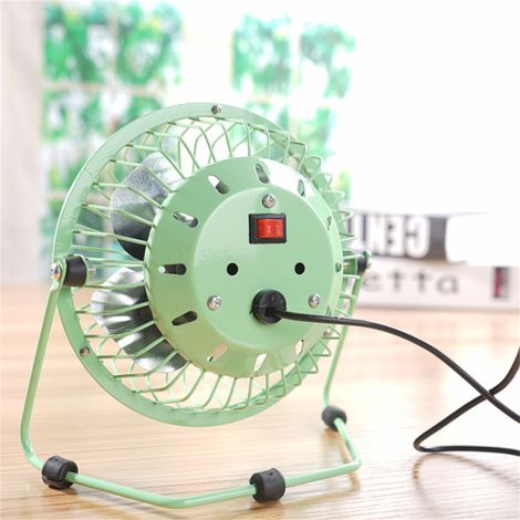 Irovami Mini ventilateur de table USB – 4 pales métalliques, inclinaison 360°, ultra-silencieux, noir – Pour bureau, ordinateur, maison (1/5)