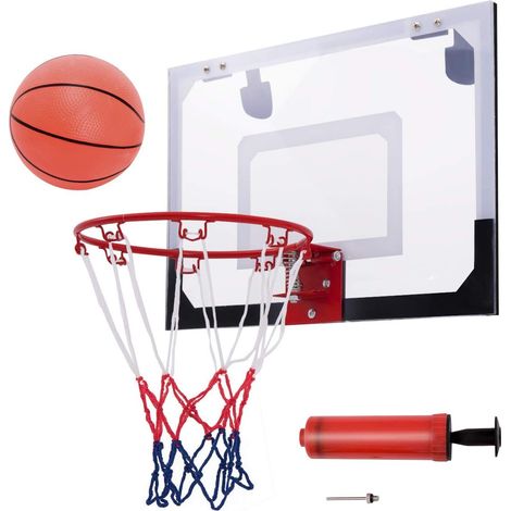 COSTWAY Mini Panier de Basket 46 x 30,5CM Murale avec Basketball,Gonfleur et Aiguille dans Chambre,Salle de jeux (1/5)