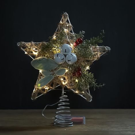 Décoration pour cime de Sapin Adorable Clochette Lumineuse Vintage pour Décoration Noël scintillante Pour Maison Fenêtre Fête Vacances Extérieur Sapin Étoile Adorable Vintage Vitrine (1/5)
