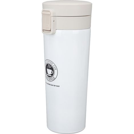 Isolierter Kaffeebecher aus Edelstahl, Reisebecher, tragbarer isolierter Autobecher mit Deckel, weiß, 500 ml (1/5)