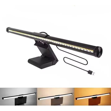Lámpara portátil para monitor con conexión USB, lámpara de escritorio LED para lectura digital, 3 ajustes de temperatura de color, ahorra espacio (1/4)