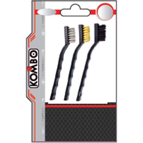 Set 3 pz Spazzole in Acciaio con Manico Ergonomico in ABS e Setole in Acciaio