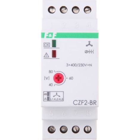 Phasenausfall- und Asymmetrierelais mit Schützkontaktsteuerung 10 A 1 Schließer 4 Sek. 40–80 V CZF2-BR
