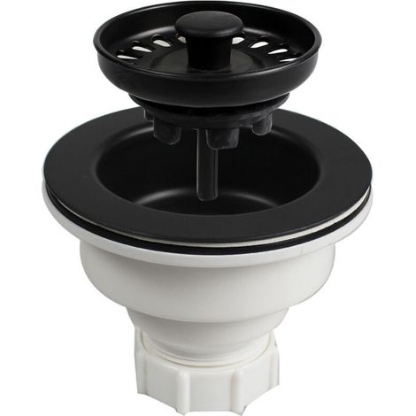 BONDE À Panier Noir pour ÉVIER DE Cuisine. Finition Mat. Qualité ABS Haute densité très résistant et Simple à Installer sur Tout Type et Style d'éviers - INOX, Résine, Quartz. Plastique et PP (1/5)