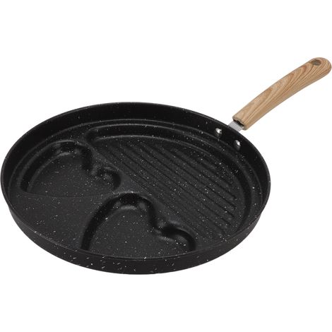 3-in-1 Multifunktionale Antihaft-Pfanne mit zwei Fächern für Eier und Steaks zum Kochen von Eiern und Rindfleisch zu Hause (1/5)