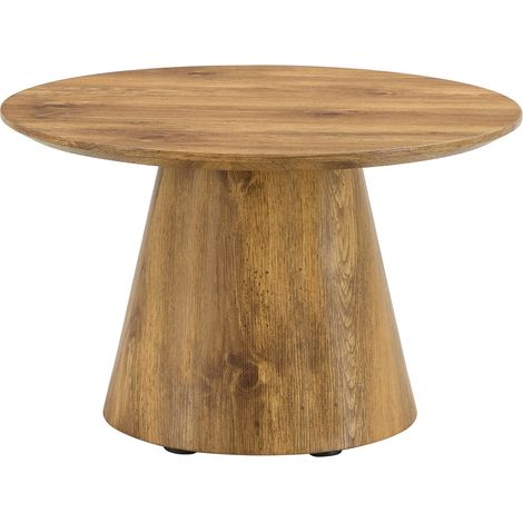 Table basse ronde en bois, plateau MDF effet bois, 60 cm, compacte pour salon, balcon ou chambre, style scandinave et moderne, facile à déplacer - CHICFURN (1/5)