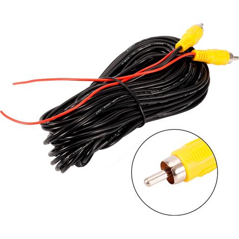 Câble RCA 15m Mâle-Mâle AV Audio Vidéo pour Caméra de Recul, Lecteur DVD/CD, Boîtier TV, Voiture (1/5)