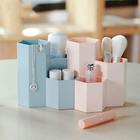 Pot A Crayon - Pot Créatif Hexagonal pour Pinceaux de Maquillage et Stylos - Rangement Multifonctionnel Bureau et Voyage - 1 Pièce (1/5)
