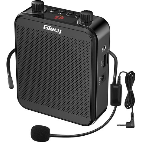 Amplificateur Voix Portable 30W avec Batterie au Lithium 2800mAh et Casque de Microphone, Mini amplificateur de Voix Rechargeable pour Les entraîneurs, Les Enseignants, Les Guides, Les réunions (1/5)