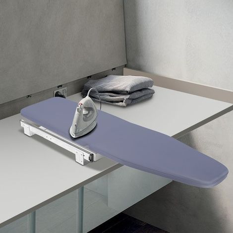180°Rotation Retractable Ironing Board Closet Folding Pull-Out Stow Away Gray