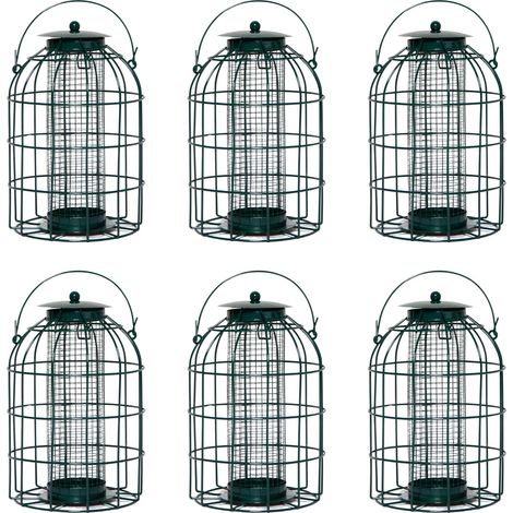 Pack of 6 Wild Bird Hanging Nut Feeder with Squirrel Guard (1/5)
