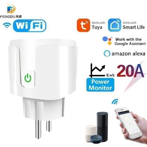 Prise électrique,Prise intelligente Tuya Wifi EU 20A, avec fonction de moniteur de puissance et de minuterie - Ue Plug[B77] (1/4)