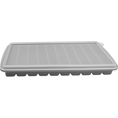 2 Silikon-Eiswürfelformen, leicht zu lösen, stapelbar mit Deckel, 10 Fächer, geeignet für Sport- und Wasserflaschen. (grau)