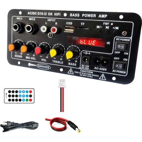 Carte d'amplification avec audio optique, Bluetooth, radio USB (prise UE), comme illustrée (1/5)