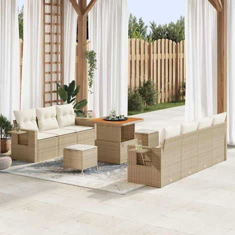 Teenpull – Gartensofa-set 10 Stk. Beige Poly-Rattan (1/5)