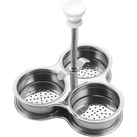 Egg Poacher - Stainless Steel Egg Cooker With 3 Cups - Stovetop Egg Steamer For Poached And Boiled Eggs - 1 Piece (1/5)