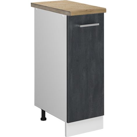 Armadio cucina dispensa alto R-Line, Calcestruzzo nero, 30 cm PL Rovere, Vicco (1/4)