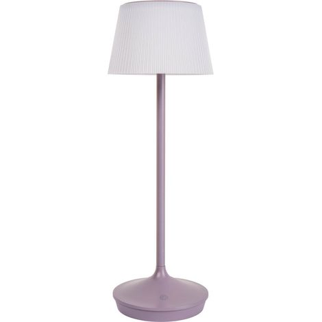 Lampe de table solaire rechargeable sans fil métal mûre et plastique blanc H38 cm Ø13 cm - PANGIVO (1/5)