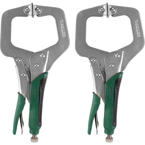 Set mit 2 x 28 cm C-Klemmen – C-Klemmen – Schnellspannklemmen – Hochleistungs-Schraubstock – Mit verstellbaren Schrauben und Schwenkfüßen – Für Holzbearbeitung und Schweißen