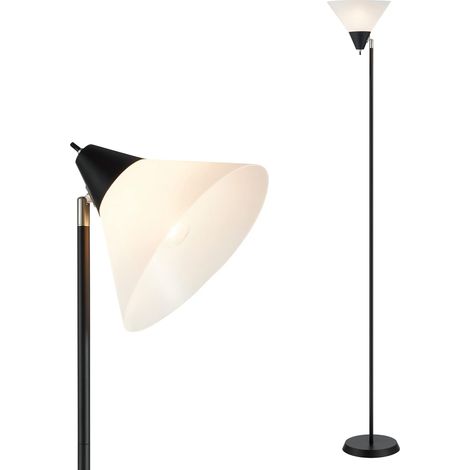 Lampadaires Lampe de sol avec abat-jour en acrylique et tête réglable, Moderne Lampadaires pour salon/bureau/chambre à coucher (Noir) (1/5)