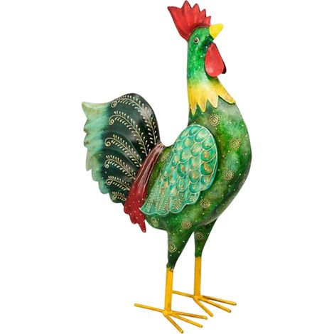 Gallo decorativo para la terraza, balcón y jardín - Figura de metal multicolor. (1/2)
