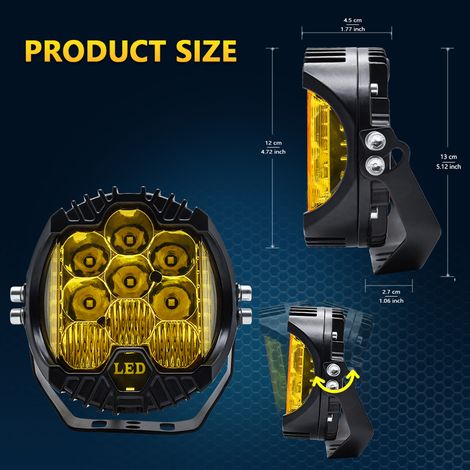 x 5-Zoll-LED-Arbeitsscheinwerfer, kombinierter Spot-/Flutlichtstrahler, Nebelscheinwerfer, Offroad-Fahrlicht (1/2)