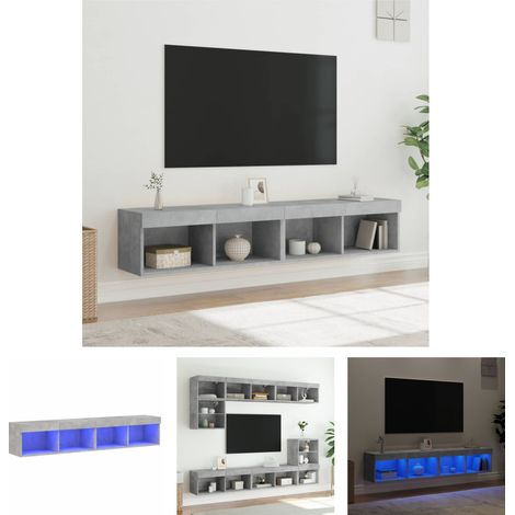 The Living Store TV-Schränke mit LED-Leuchten 2 Stk. Betongrau 80x30x30 cm - TV-Möbel (1/5)