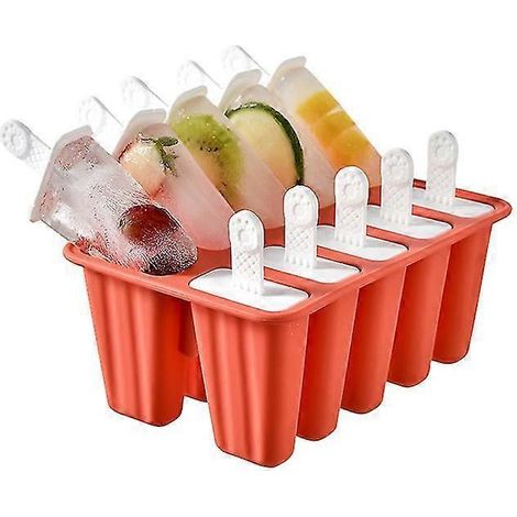Moule à glace avec bâtonnet, mini moule à glace en silicone alimentaire, réutilisable, rouge (1/4)