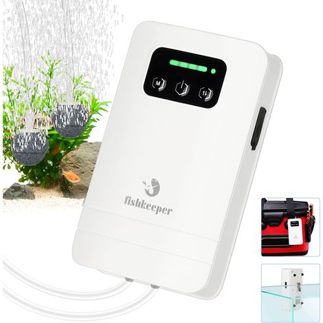 Aquarium Air Pump USB Rechargeable Extremely Quiet Adjustable Oxygen Pump with Battery for Fishing, Power Outages and Emergencies, Aquarium Aerator with