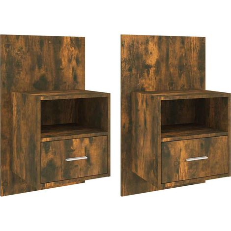 Maison Exclusive - Mesita de noche de pared 2 unidades color robl (1/5)