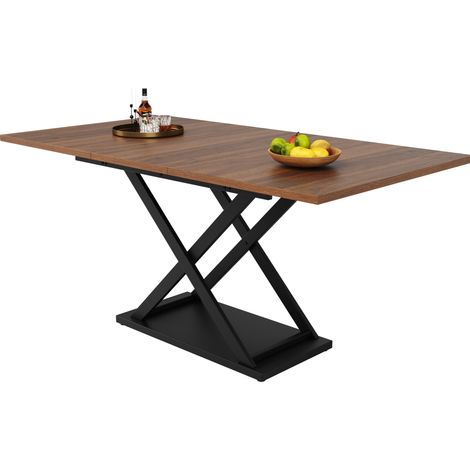Conjunto de comedor extensible de 5 piezas, mesa 120-160x80x75 cm con 4 sillas de terciopelo negro (1/5)